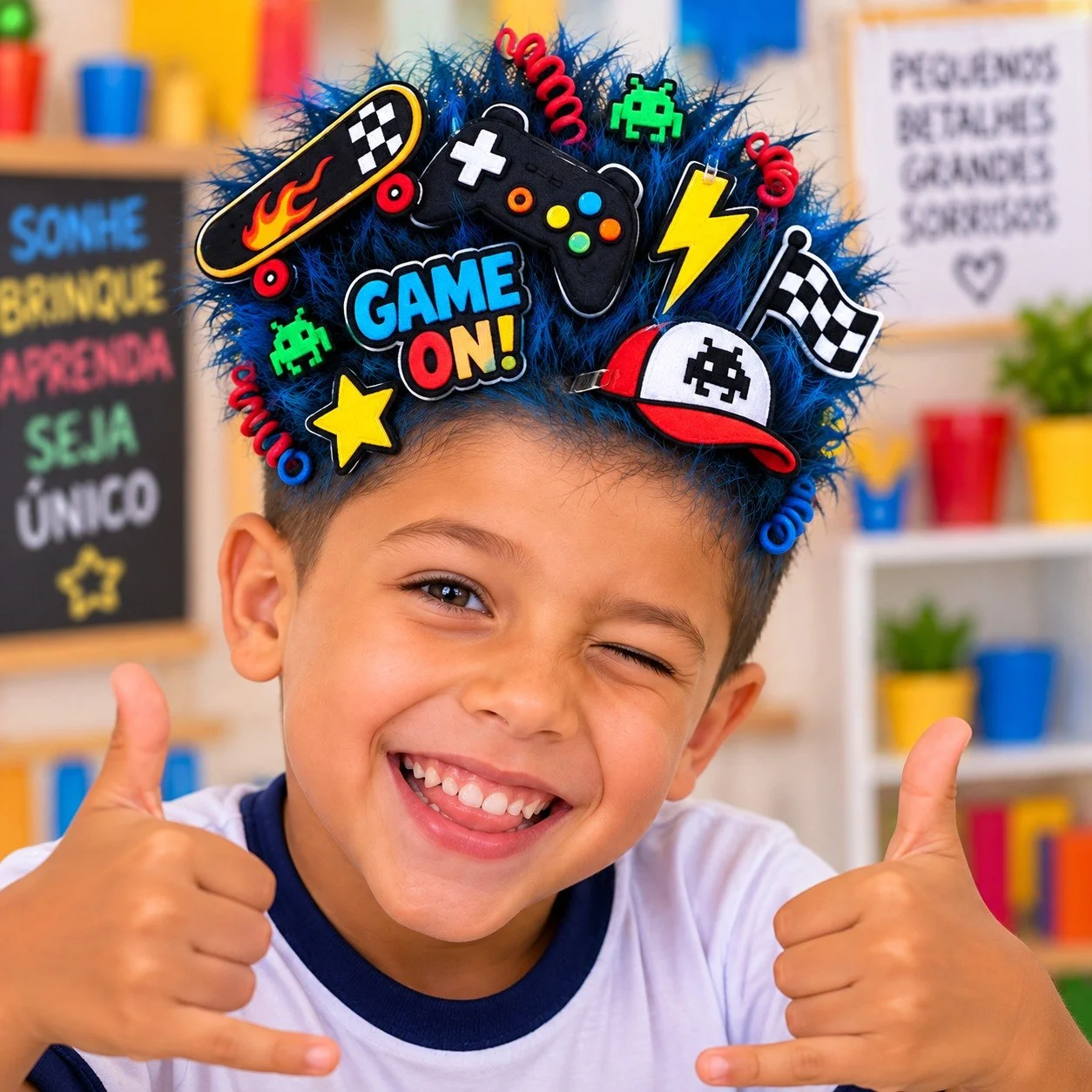APLIQUES PARA CABELO MALUCO MENINO – GAME ON! — Datas comemorativas para Todas as séries: Deixe o Dia do Cabelo Maluco…