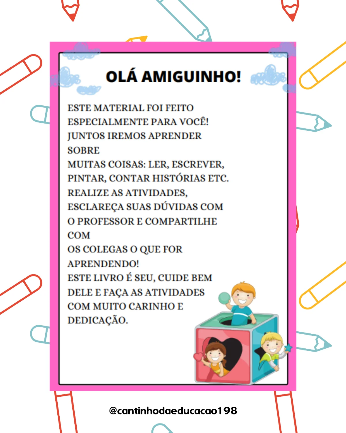 APOSTILA – 1º ANO | PORTUGUÊS E MATEMÁTICA — amostra 1: O que vem no material