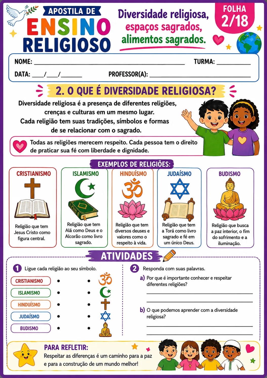 Apostila 18 atividades de Ensino Religioso Fundamental 1. — amostra 3: Apostila 18 atividades de Ensino Religioso… Apostila 18 atividades de Ensino Religioso Fundamental 1. — amostra 3: Apostila 18 atividades de Ensino Religioso…
