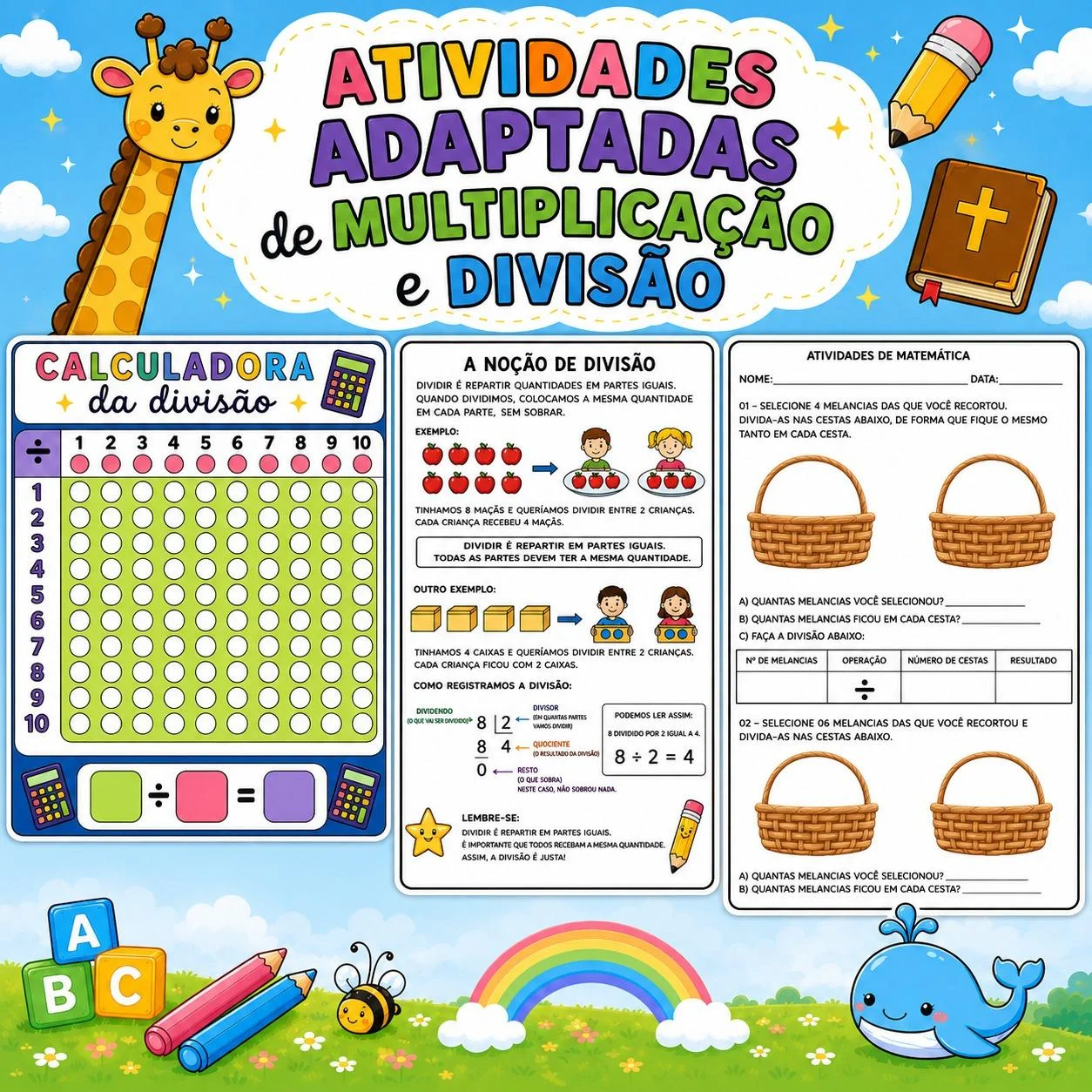 APOSTILA ADAPTADA DE MULTIPLICAÇÃO E DIVISÃO (ALUNOS ESPECIAIS) — capa do material