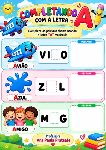 APOSTILA ALFABETIZAÇÃO 1º E 2º ANO — amostra 5: Alfabetização apresentar a letra "A" e seu som, estimulando o… APOSTILA ALFABETIZAÇÃO 1º E 2º ANO — amostra 5: Alfabetização apresentar a letra "A" e seu som, estimulando o…