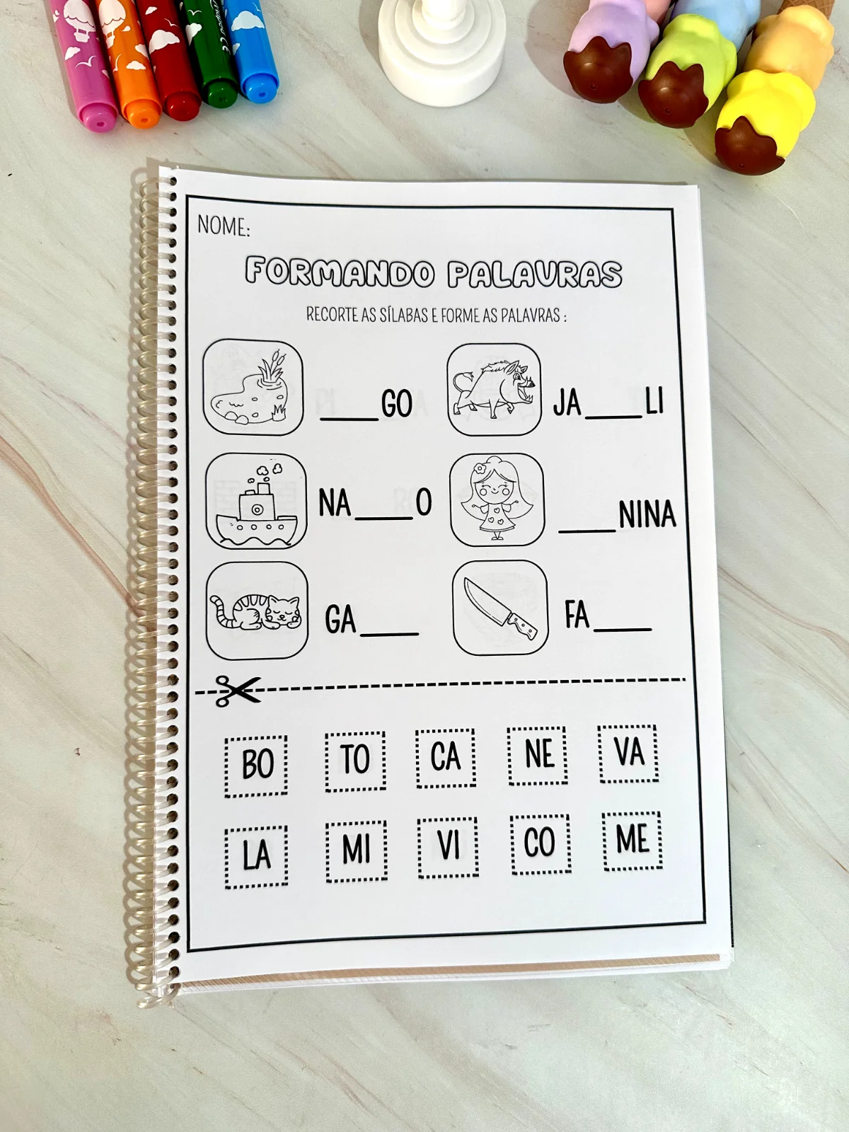 Apostila alfabetização Formando Palavras — amostra 7: Apostila Formando Palavras para trabalhar escrita de palavras de…