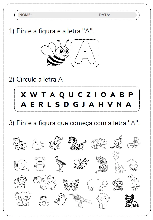 APOSTILA ALFABETO 26 PÁGINAS - ALFABETIZAÇÃO — amostra 2: Uma atividade para cada letra do alfabeto , trabalhando…