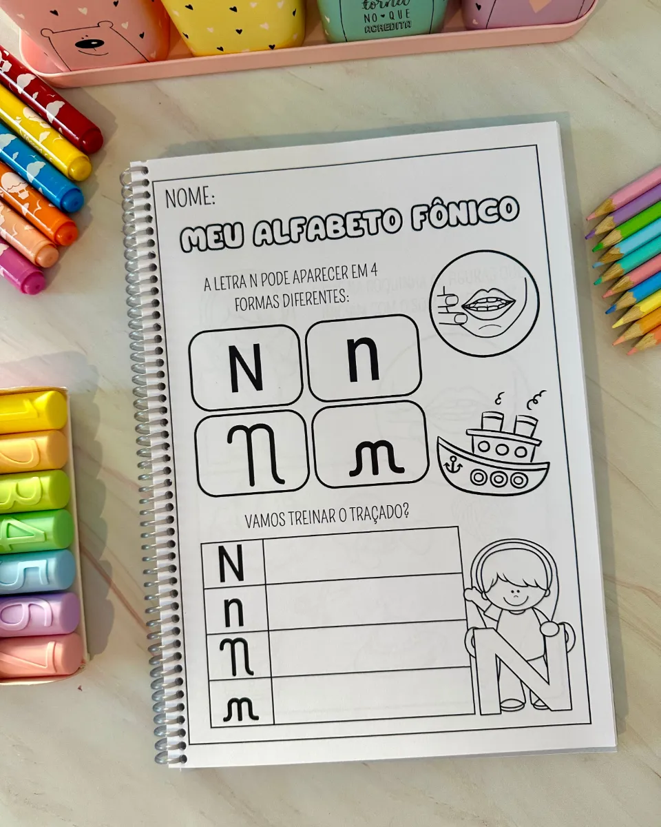 Apostila Alfabeto Fônico para Alfabetização – Atividades com Boquinhas — amostra 3: Apostila de atividades para trabalhar o…