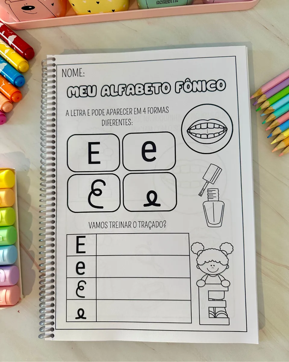 Apostila Alfabeto Fônico para Alfabetização – Atividades com Boquinhas — amostra 5: Apostila de atividades para trabalhar o…
