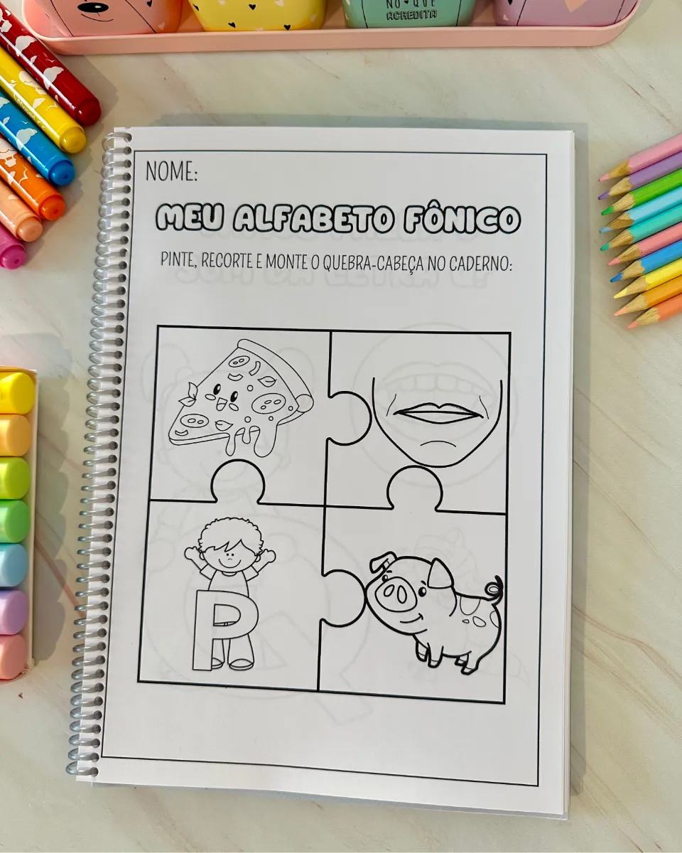 Apostila Alfabeto Fônico para Alfabetização – Atividades com Boquinhas — amostra 7: Apostila de atividades para trabalhar o…