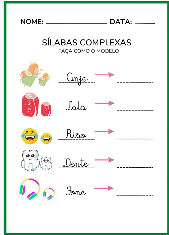 Apostila Aprendendo Sílaba Complexa – 51 Páginas — amostra 1: Esta apostila foi desenvolvida para ajudar no aprendizado e…