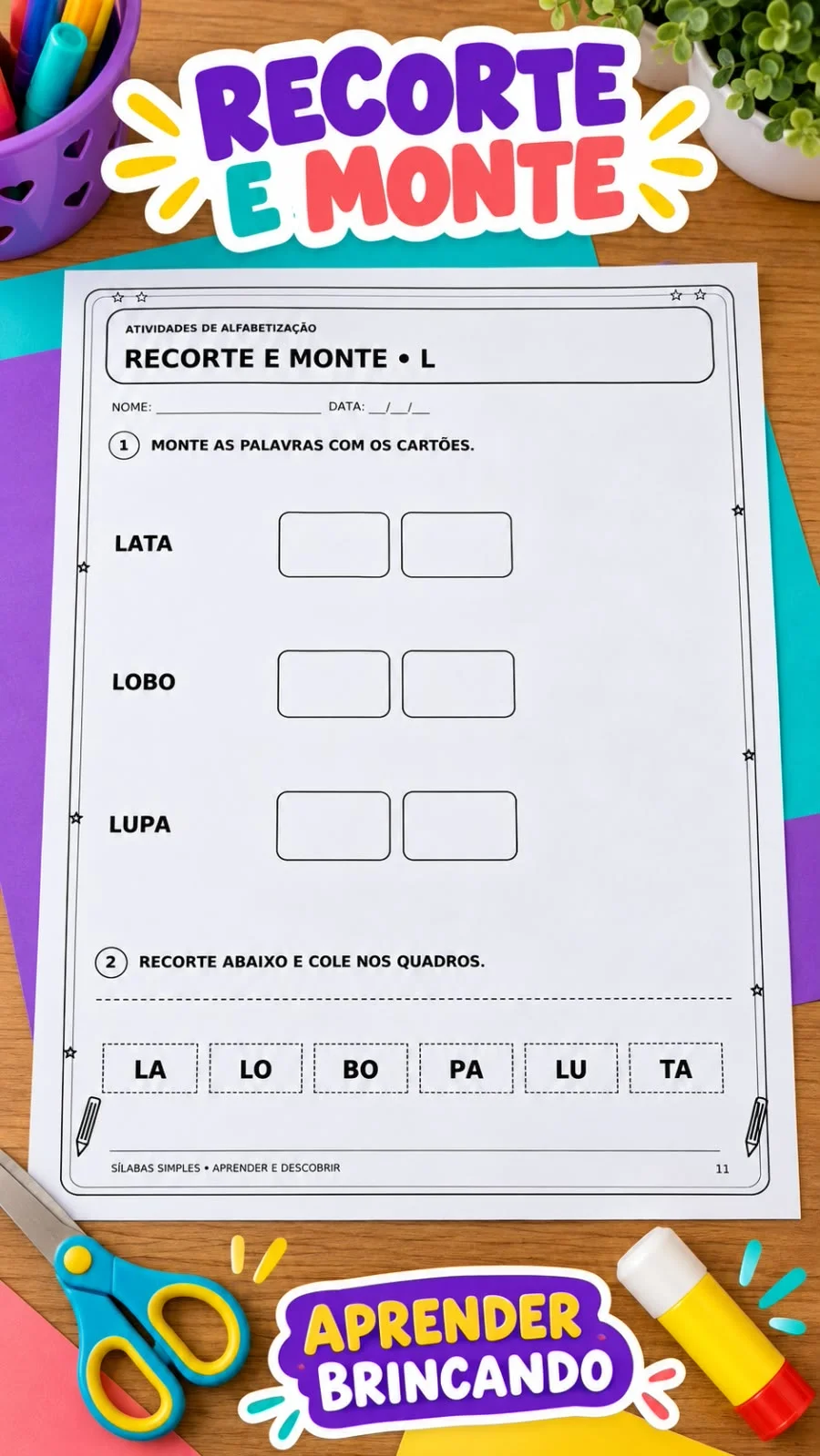 APOSTILA APRENDENDO SÍLABAS SIMPLES - ANOS INICIAIS ALFABETIZAÇÃO — amostra 1: Com a Apostila Aprendendo Sílabas Simples ,…
