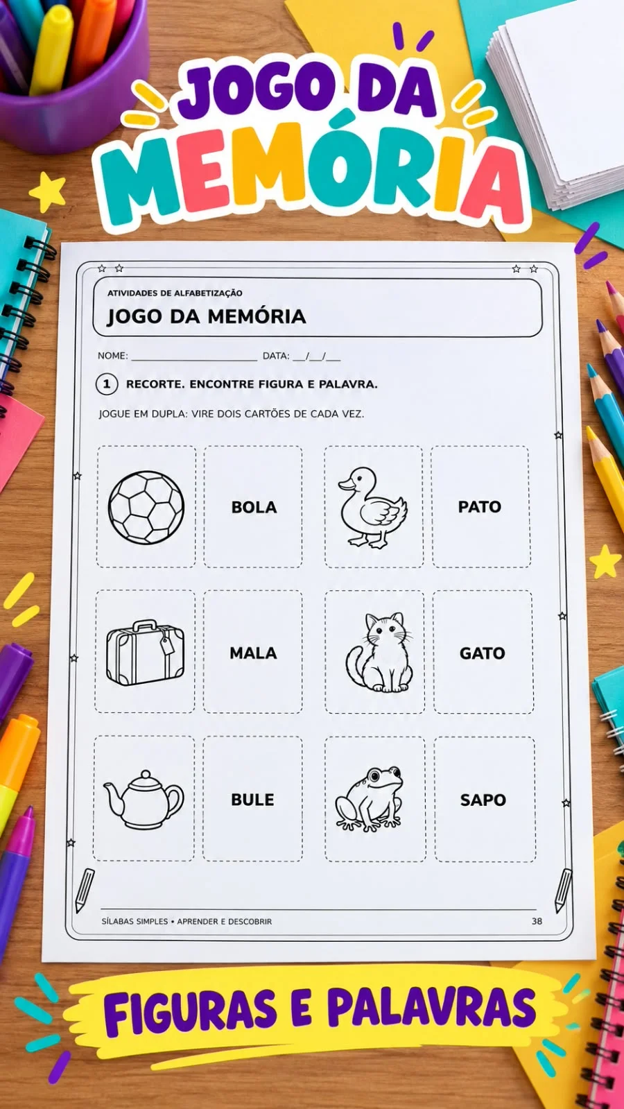 APOSTILA APRENDENDO SÍLABAS SIMPLES - ANOS INICIAIS ALFABETIZAÇÃO — amostra 2: Com a Apostila Aprendendo Sílabas Simples ,…