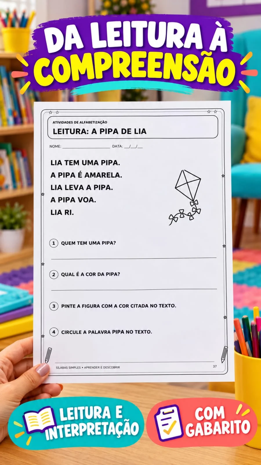 APOSTILA APRENDENDO SÍLABAS SIMPLES - ANOS INICIAIS ALFABETIZAÇÃO — amostra 4: Com a Apostila Aprendendo Sílabas Simples ,…