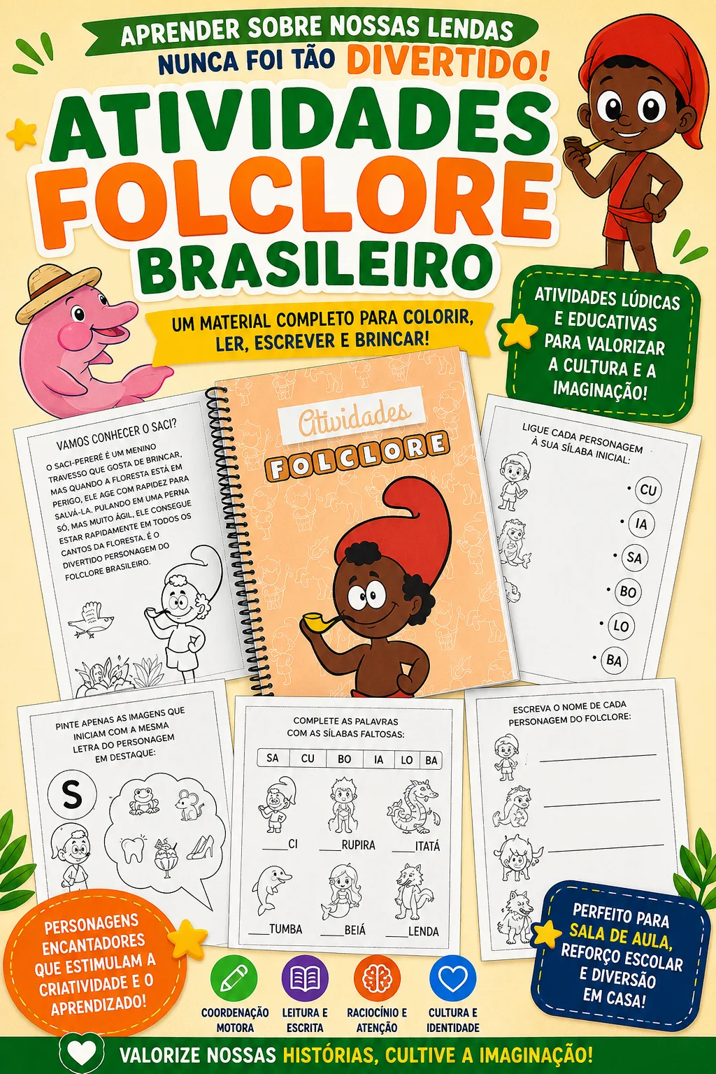 APOSTILA ATIVIDADES DO FOLCLORE BRASILEIRO - ENSINO FUNDAMENTAL — capa do material