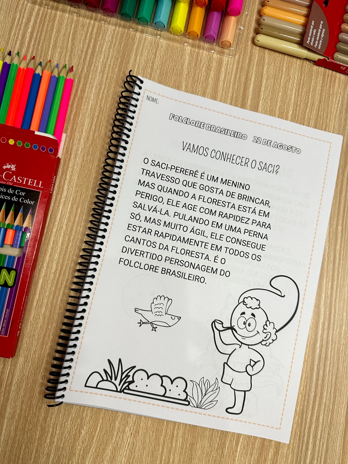 Apostila Atividades Folclore - 36 páginas de atividades — amostra 5: Leitura Letra inicial Sílaba inicial Pintura Artes…