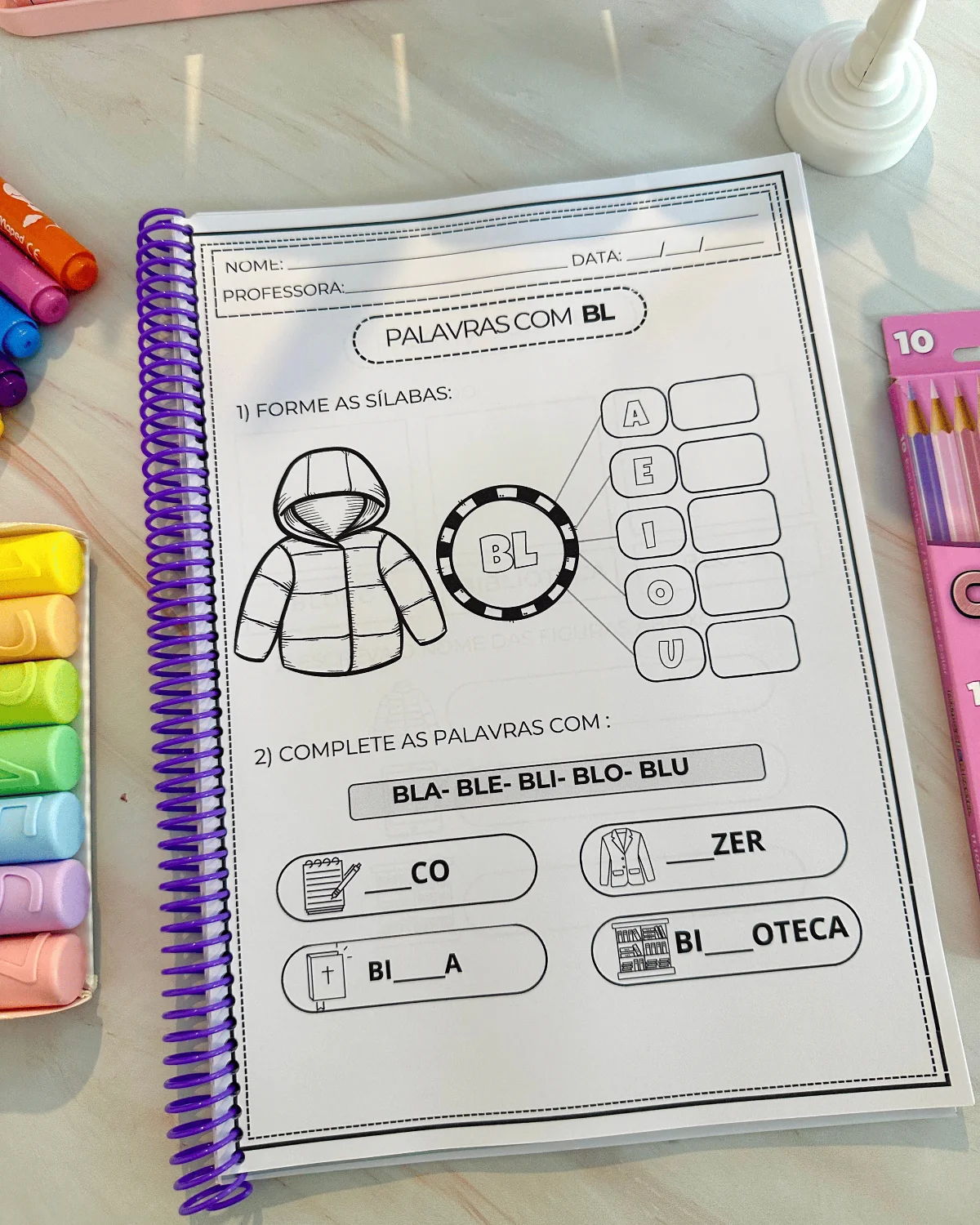 Apostila Atividades Sílabas Complexas - Alfabetização — amostra 1: O que vem no material