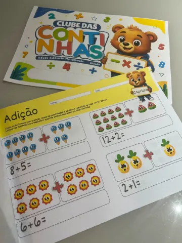 Apostila Clube das Continhas - 4 operações simples — amostra 3: 🐻🧮✨ CLUBE DAS CONTINHAS – MATEMÁTICA COM DIVERSÃO E…