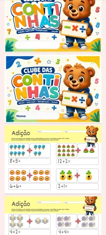 Apostila Clube das Continhas - 4 operações simples — amostra 5: 🐻🧮✨ CLUBE DAS CONTINHAS – MATEMÁTICA COM DIVERSÃO E…