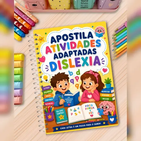 Apostila com Atividades Adaptadas para Dislexia – 53 Páginas — capa do material