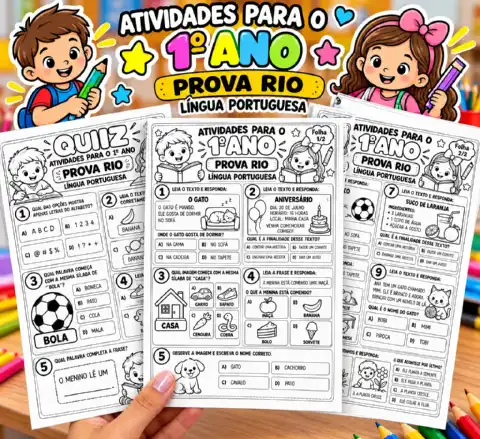 APOSTILA COM ATIVIDADES PARA O 1º ANO - PROVA RIO PARA IMPRIMIR — amostra 2: São 14 folha com atividades com habilidades de… APOSTILA COM ATIVIDADES PARA O 1º ANO - PROVA RIO PARA IMPRIMIR — amostra 2: São 14 folha com atividades com habilidades de…