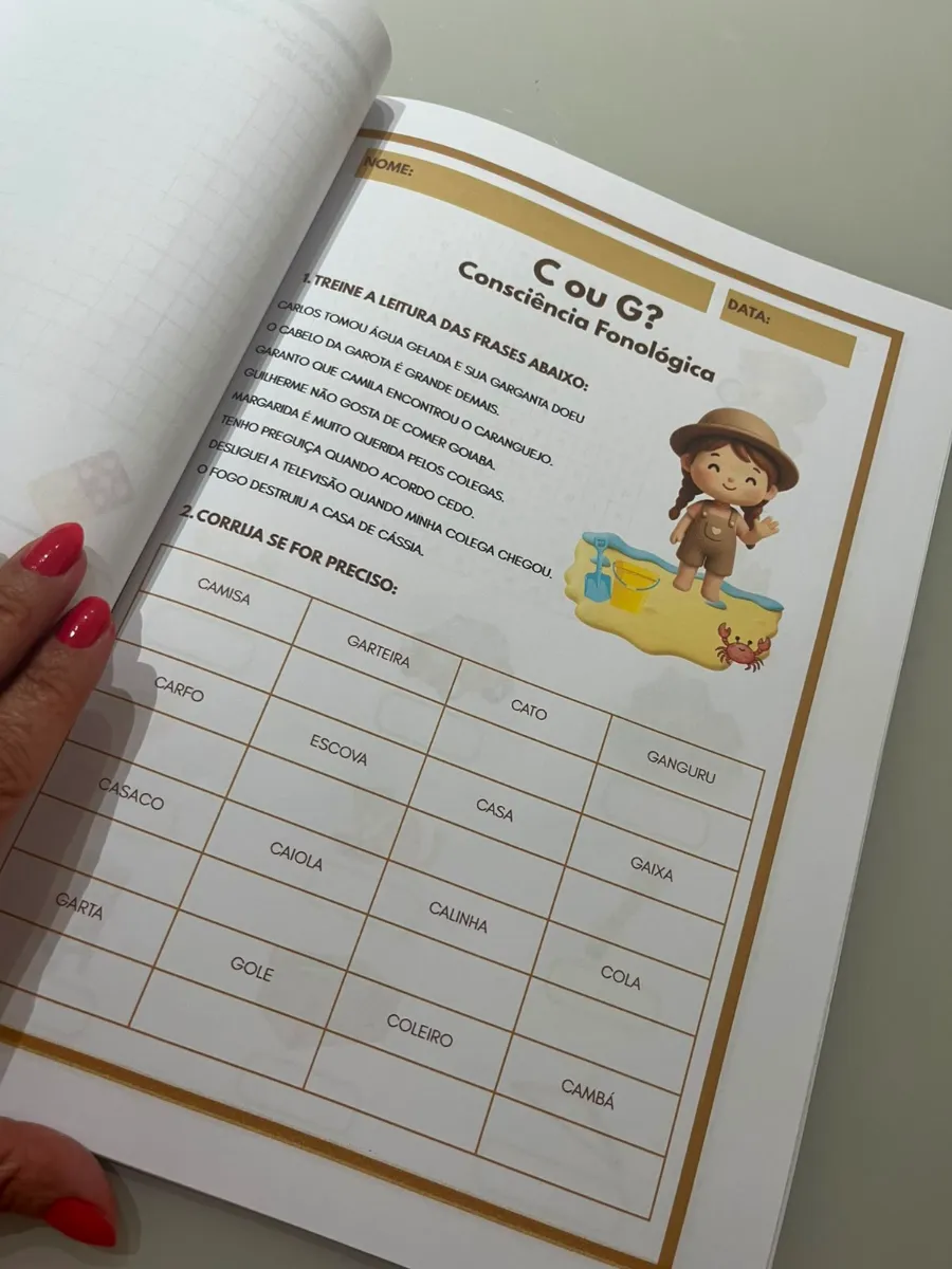 Apostila Consciência Fonológica - Dificuldades Ortográficas — amostra 2: Uma apostila completa criada para desenvolver a…