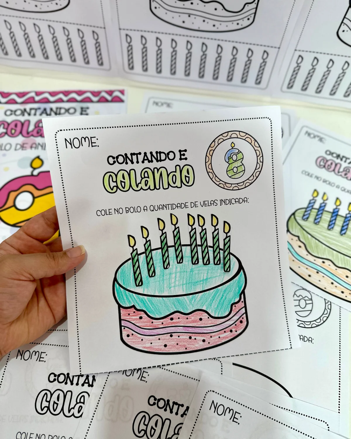 Apostila Contando e Colando \ trabalhando numerais 0 de 10 — amostra 5: Apostilas Contando e Colando- Bolo de Aniversário…