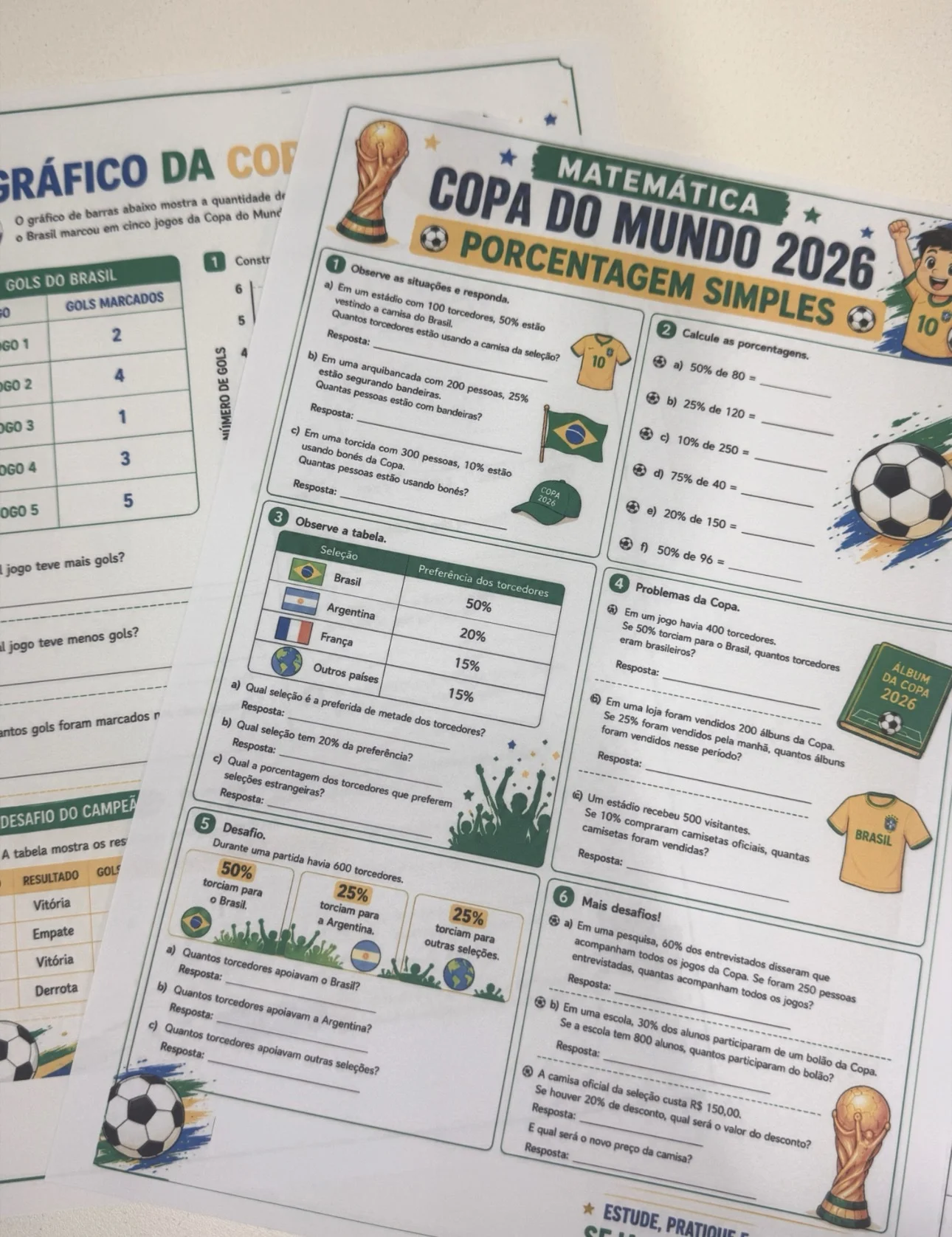 Apostila copa do mundo 26 páginas com gabarito — amostra 2: ⚽ Atividades de Língua Portuguesa e Matemática – Copa do Mundo…