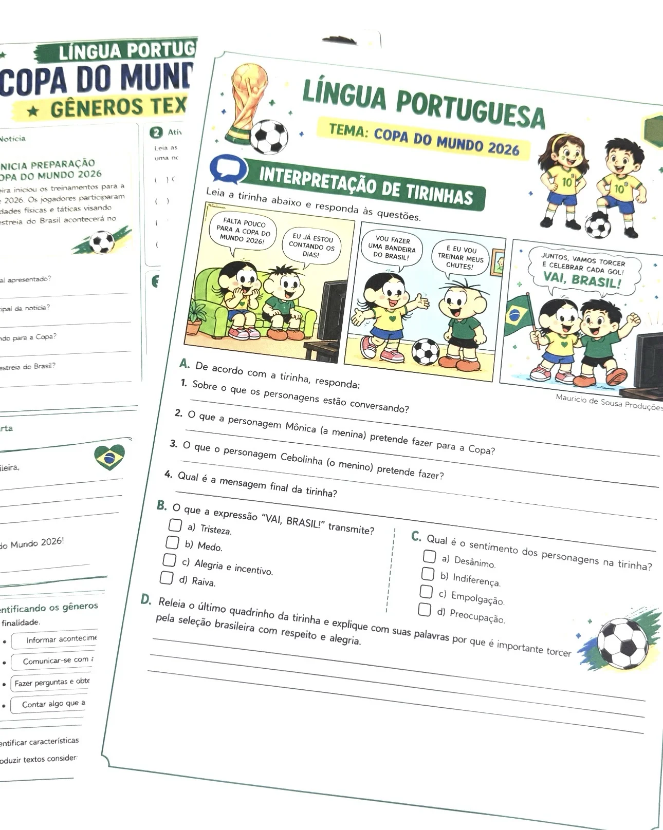 Apostila copa do mundo 26 páginas com gabarito — amostra 5: ⚽ Atividades de Língua Portuguesa e Matemática – Copa do Mundo…