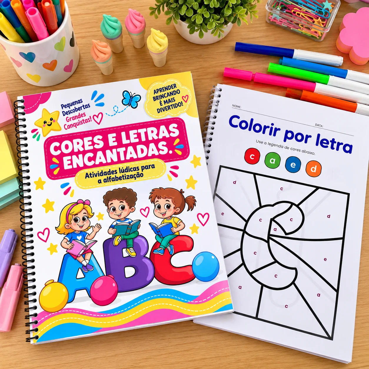 Apostila Cores e Letras Encantadas – Educação Infantil | BNCC — capa do material