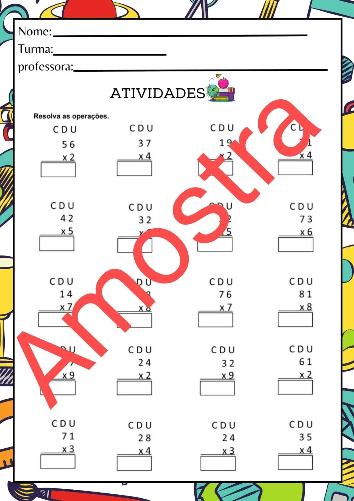 APOSTILA DA MULTIPLICAÇÃO — APRENDER E AVANÇAR! ANOS INICIAIS — amostra 7: A Apostila da Multiplicação reúne uma grande…