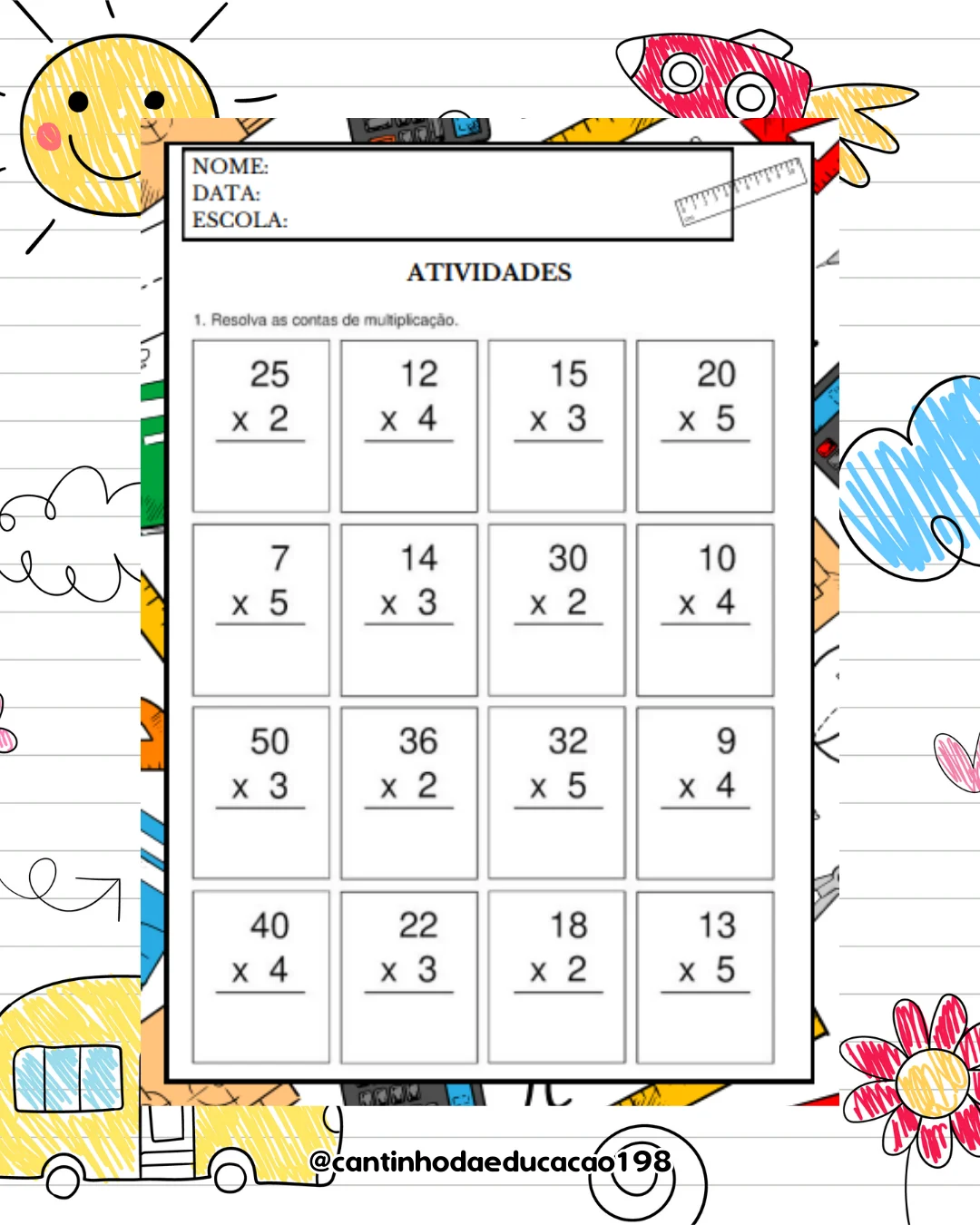 Apostila da multiplicação – PDF para Imprimir — amostra 1: O que vem no material