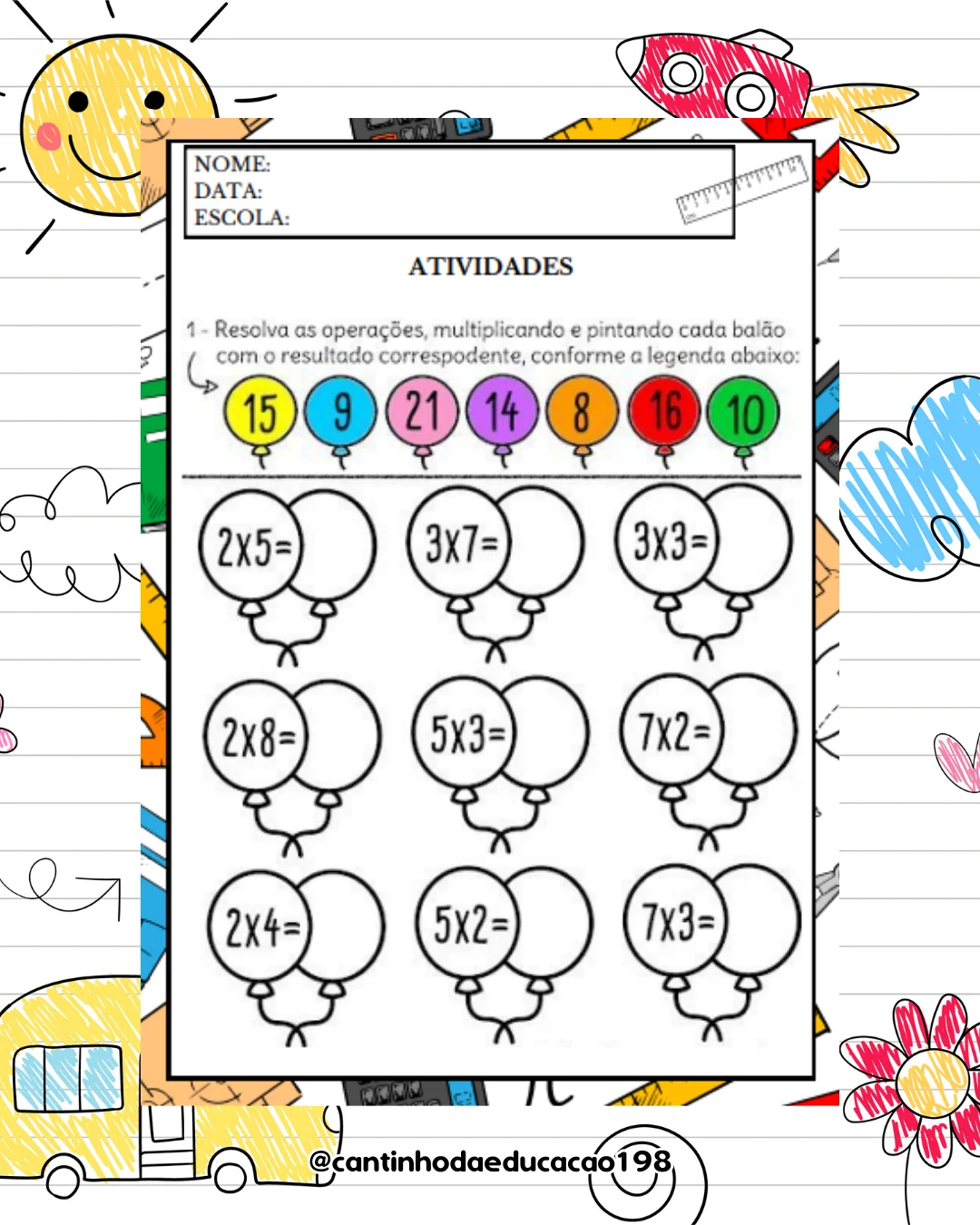 Apostila da multiplicação – PDF para Imprimir — amostra 3: Um material prático e divertido para ajudar os alunos a…