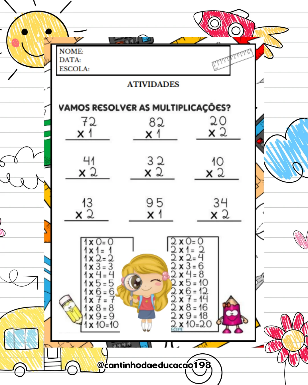 Apostila da multiplicação – PDF para Imprimir — amostra 6: Um material prático e divertido para ajudar os alunos a…