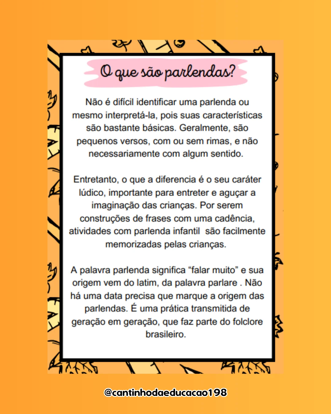 Apostila das parlendas – PDF para Imprimir — amostra 1: O que vem no material