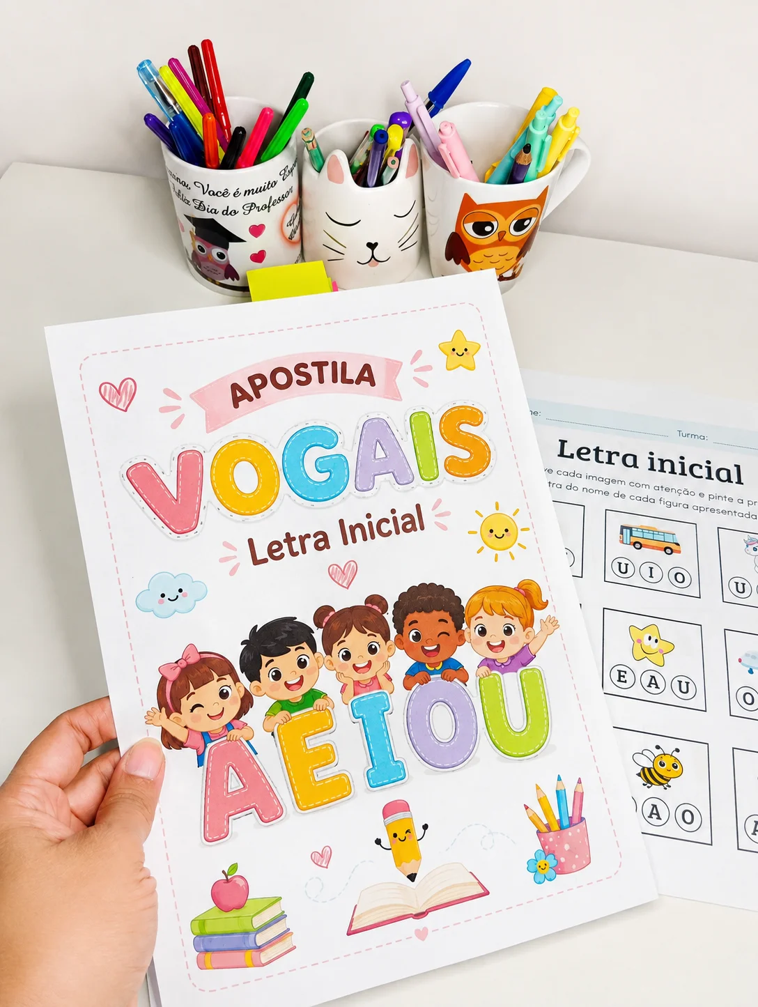 Apostila das vogais – letra inicial – Material Pedagógico — capa do material