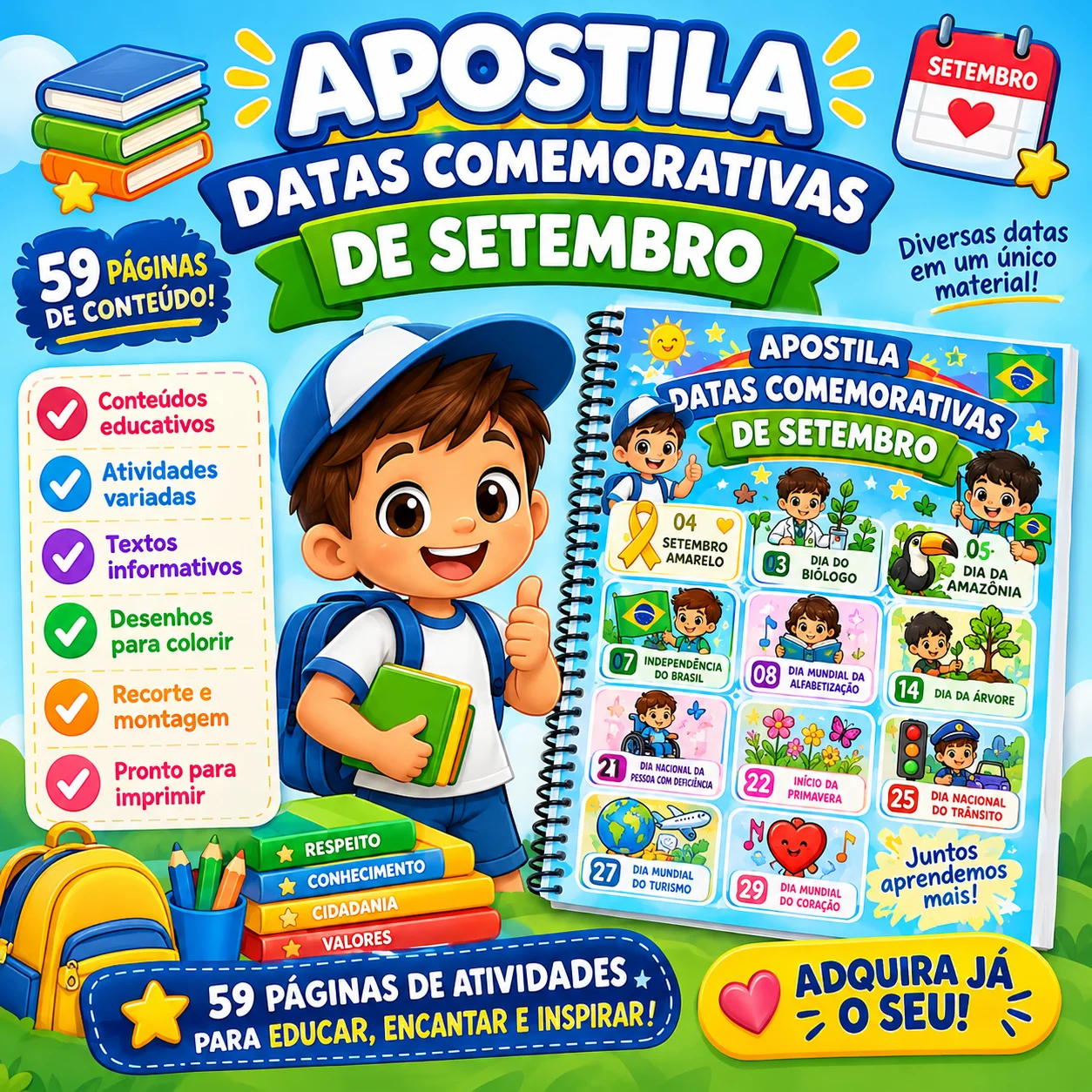 Apostila Datas Comemorativas Setembro PLR — capa do material