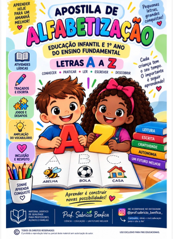 Apostila de Alfabetização A a Z – Aprender, Traçar, Ler e Escrever — capa do material