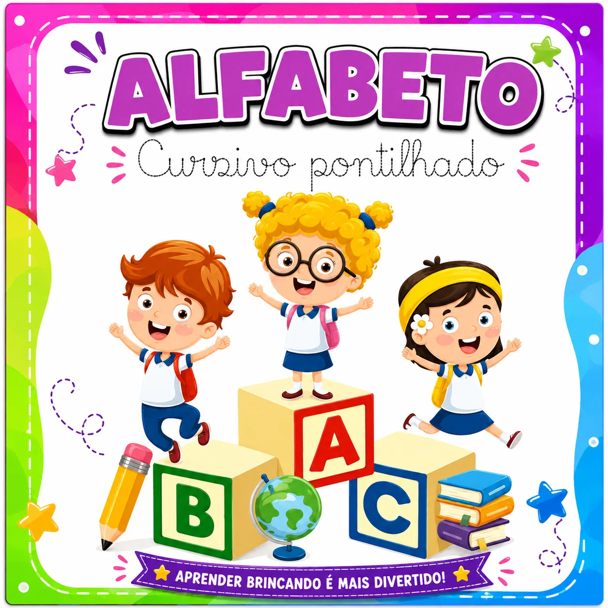Apostila de Alfabetização – Alfabeto Cursivo Pontilhado — capa do material