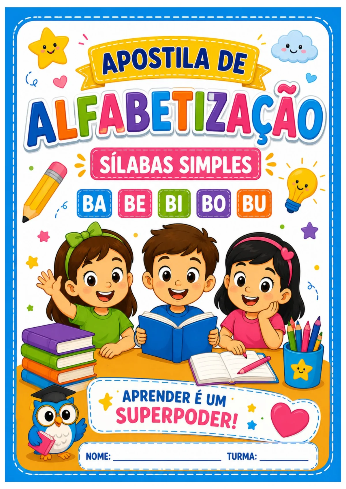 ✨ APOSTILA DE ALFABETIZAÇÃO – SÍLABAS SIMPLES ✨ — capa do material
