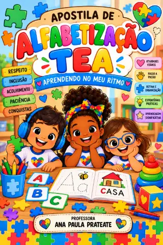 "Apostila de Alfabetização – TEA Aprendendo no Meu Ritimo" — capa do material