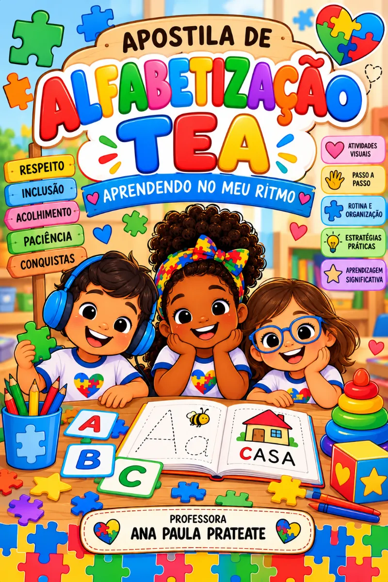 "Apostila de Alfabetização – TEA Aprendendo no Meu Ritimo" — Atividades para 1º ano: Apostila voltada ao público autista…