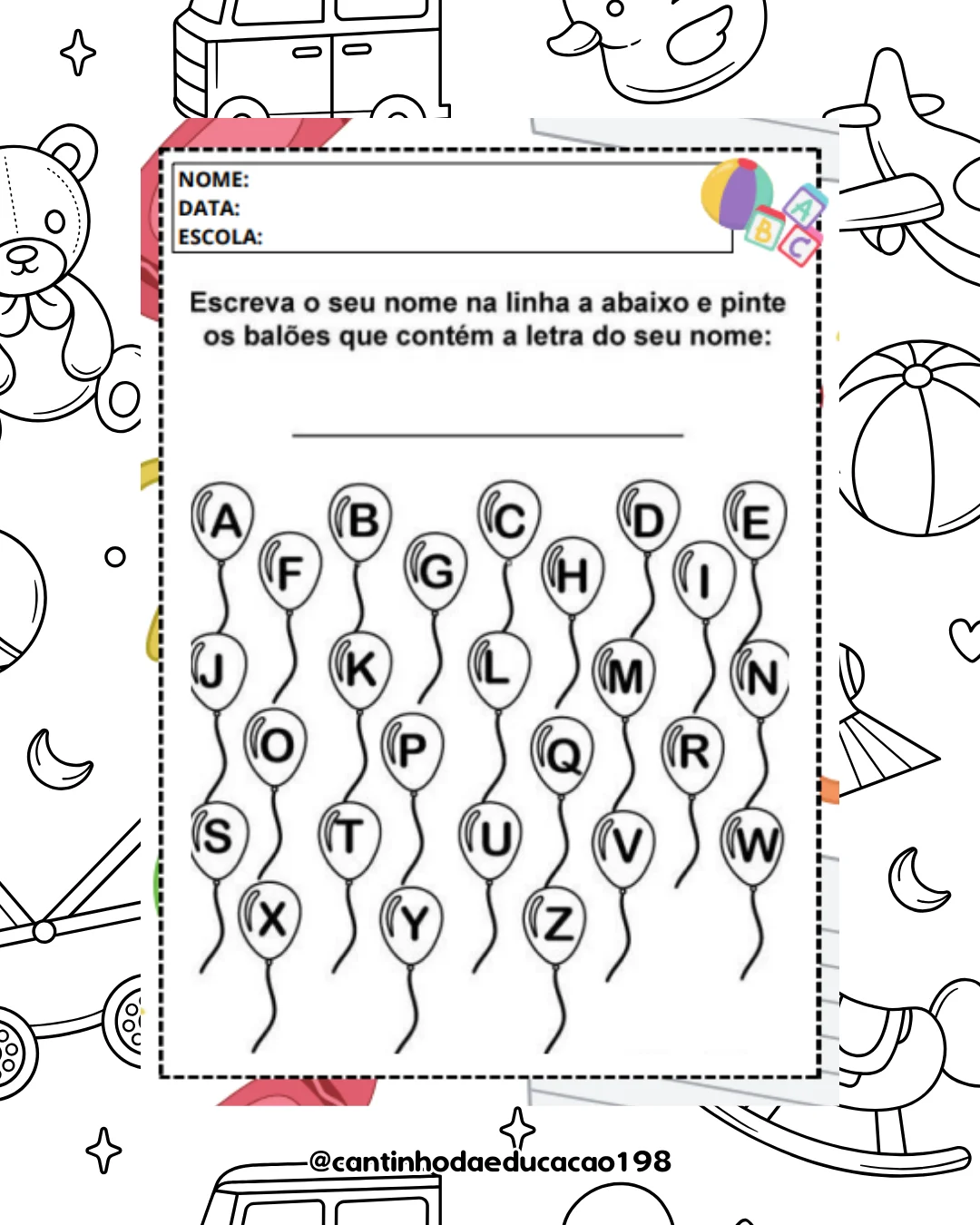 APOSTILA DE ATIVIDADES – APRENDENDO MEU NOME — amostra 2: Um material lúdico e especial para ajudar as crianças a…