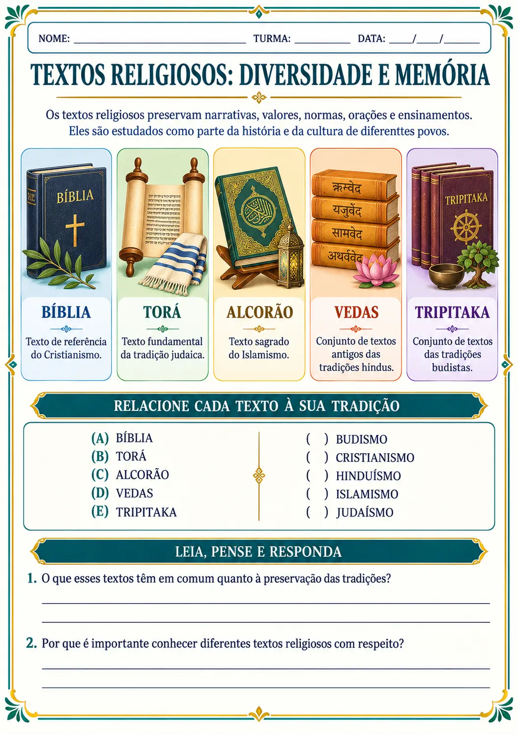 📚 APOSTILA DE ATIVIDADES DE ENSINO RELIGIOSO – ENSINO FUNDAMENTAL II — amostra 4: 📚 APOSTILA DE ATIVIDADES DE ENSINO…