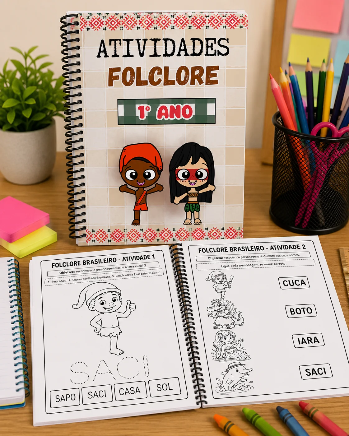 Apostila de Atividades de Folclore – 1º Ano — amostra 2: Kit com 10 atividades de Folclore Brasileiro desenvolvido…