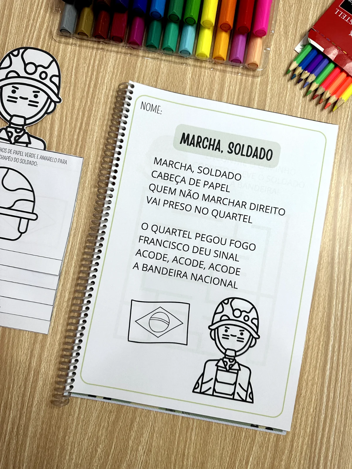 Apostila de atividades dia do soldado — amostra 1: A apostila de atividades Dia do Soldado inclui 14 páginas com propostas…