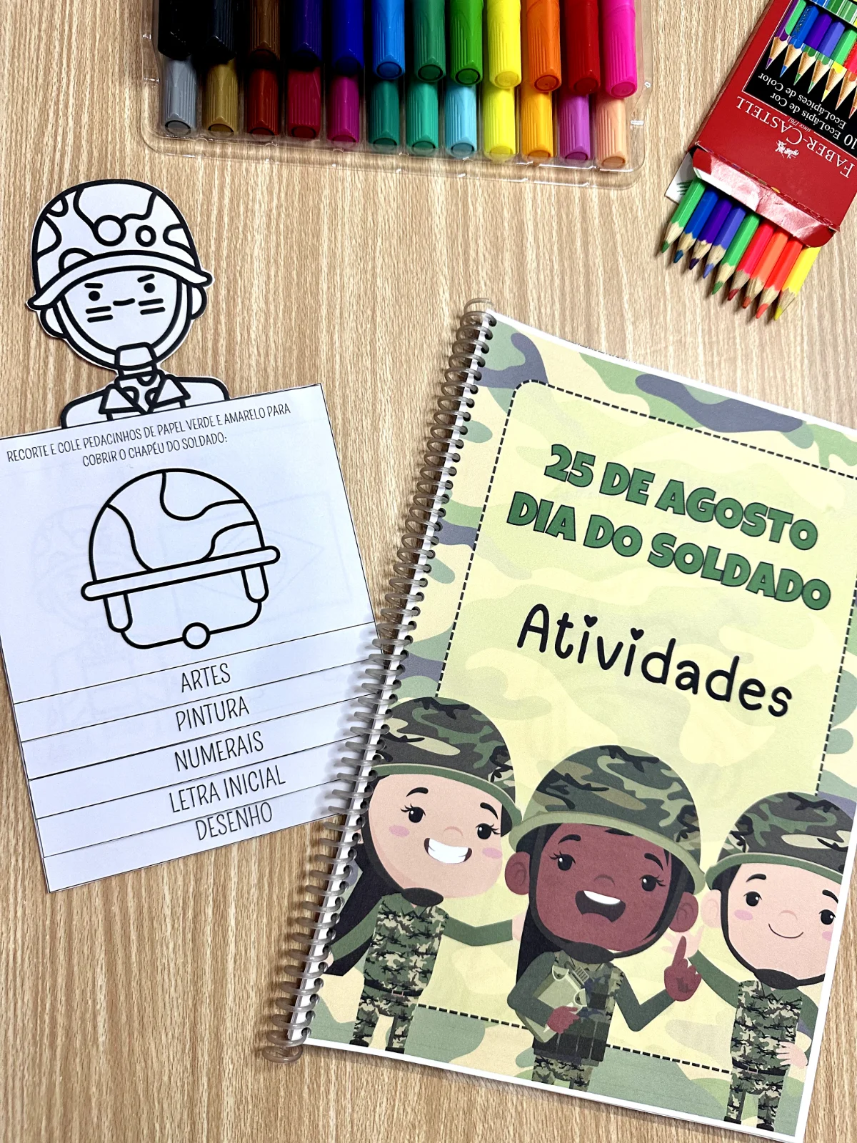 Apostila de atividades dia do soldado — amostra 7: A apostila de atividades Dia do Soldado inclui 14 páginas com propostas…