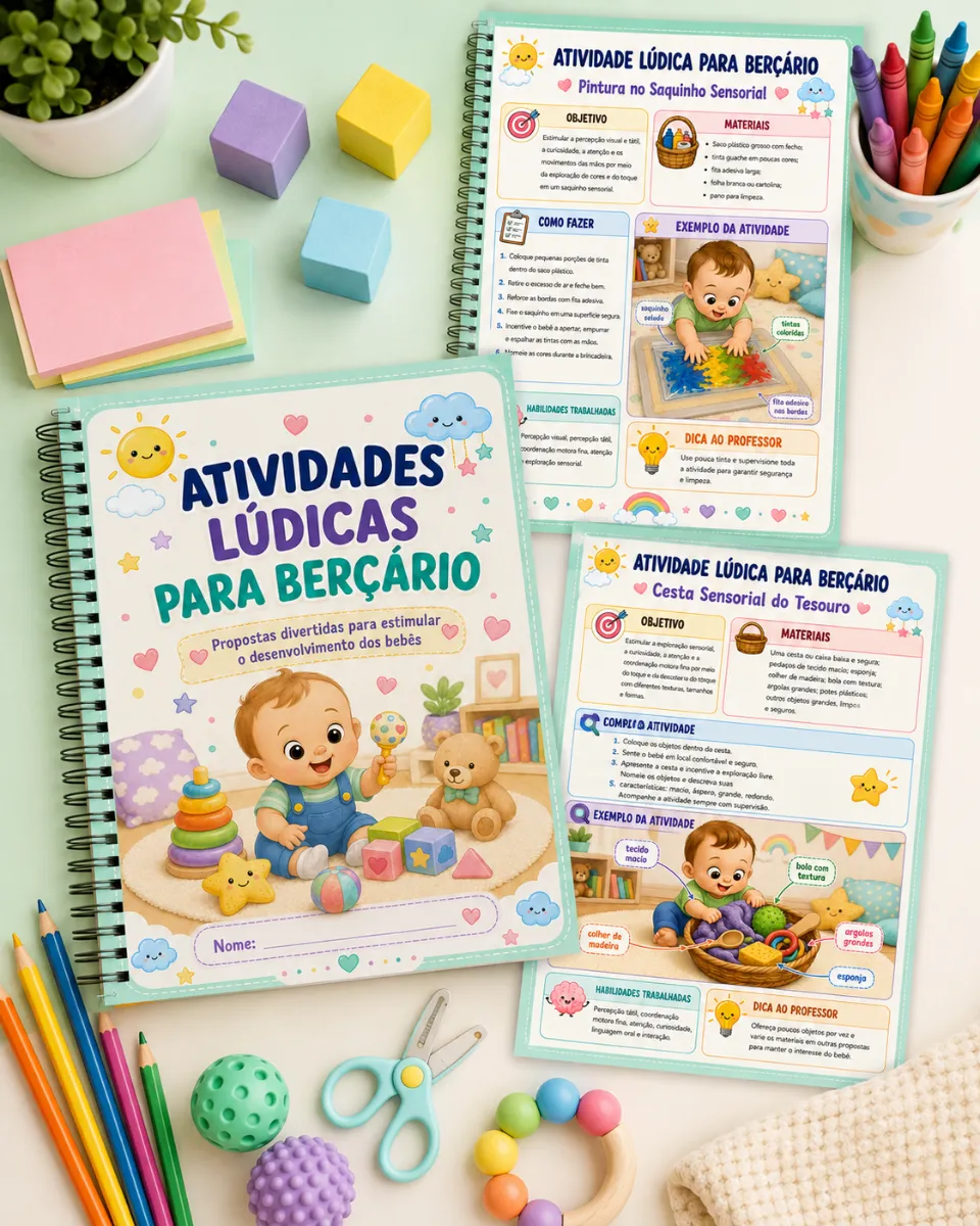 Apostila de Atividades Lúdicas para Berçário — amostra 3: Transforme os momentos com os bebês em experiências cheias de…