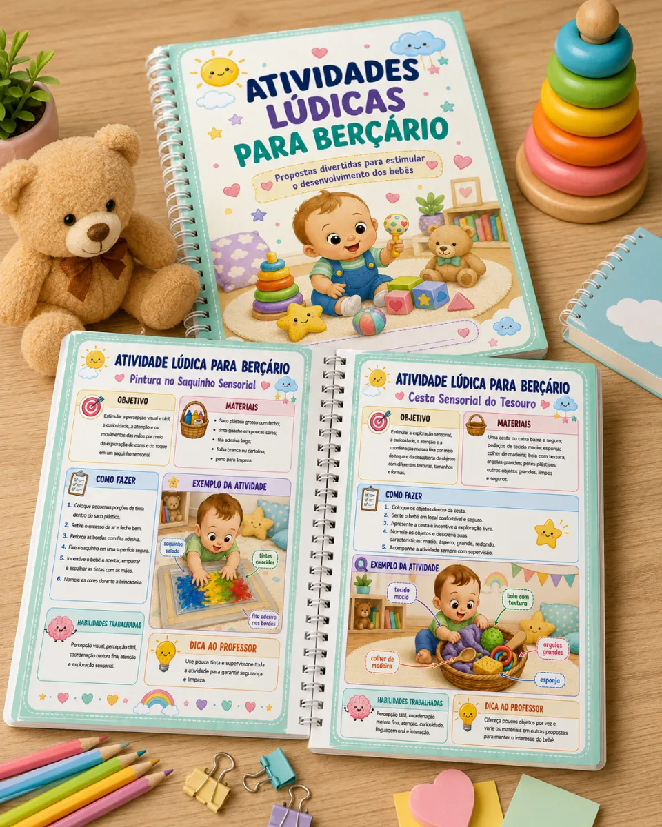 Apostila de Atividades Lúdicas para Berçário — amostra 4: Transforme os momentos com os bebês em experiências cheias de…
