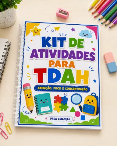 Apostila de Atividades para TDH Infantil - Atenção - Foco e Concentração PDF — capa do material