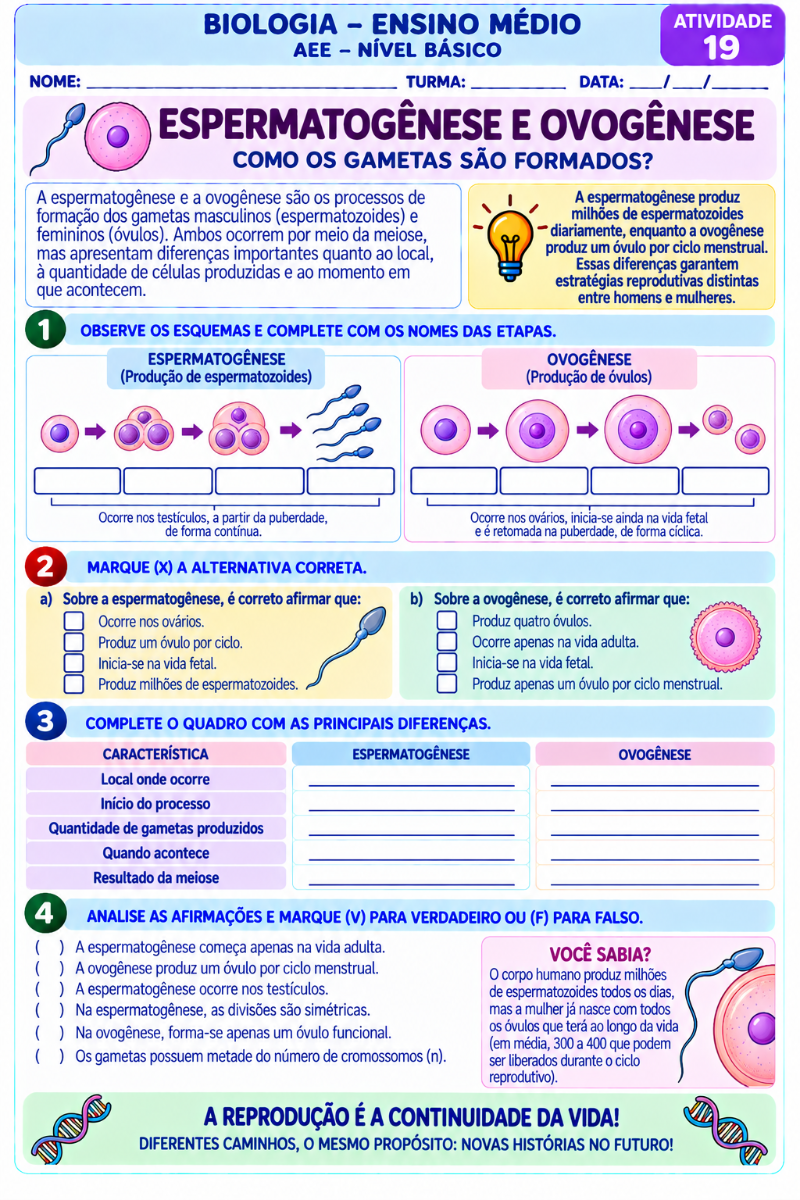 Apostila de Biologia para AEE | 20 Atividades Adaptadas — amostra 3: Apostila de Biologia para Ensino Médio – AEE, com 20…