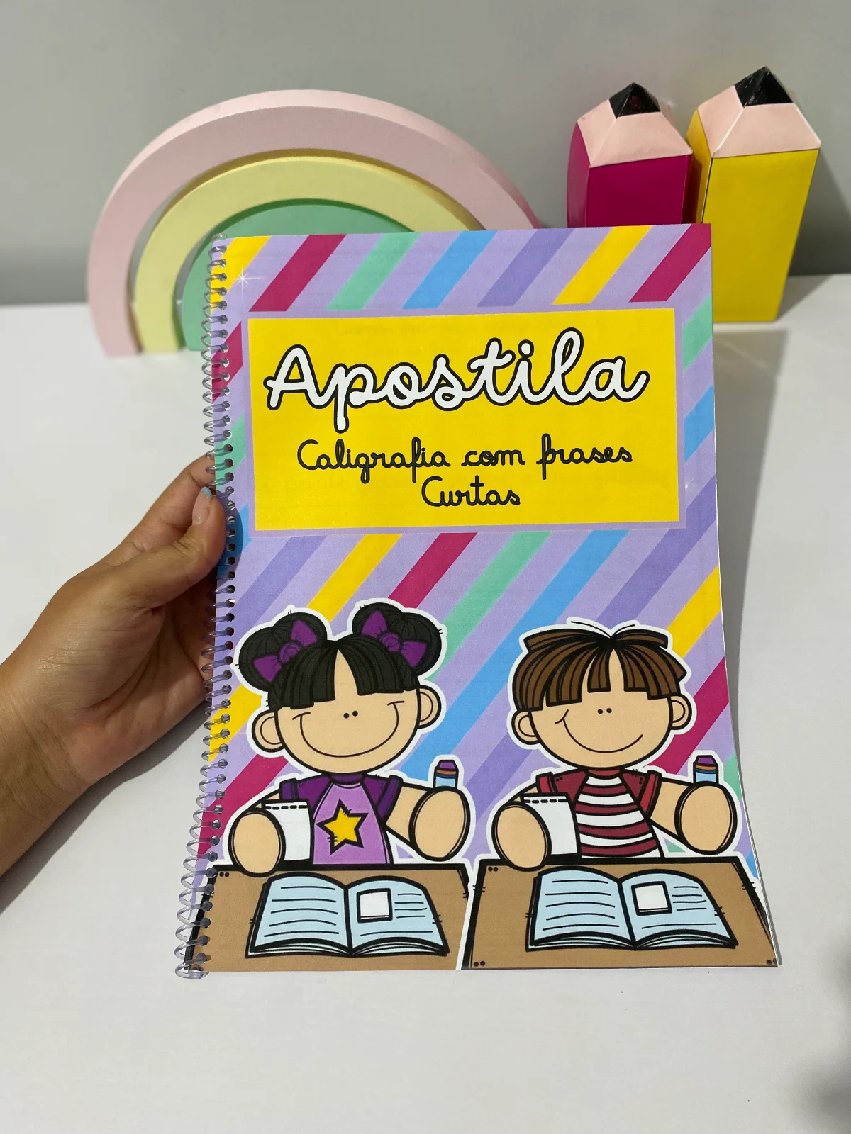 Apostila de Caligrafia com Frases Curtas: Escrita e Alfabetização — capa do material