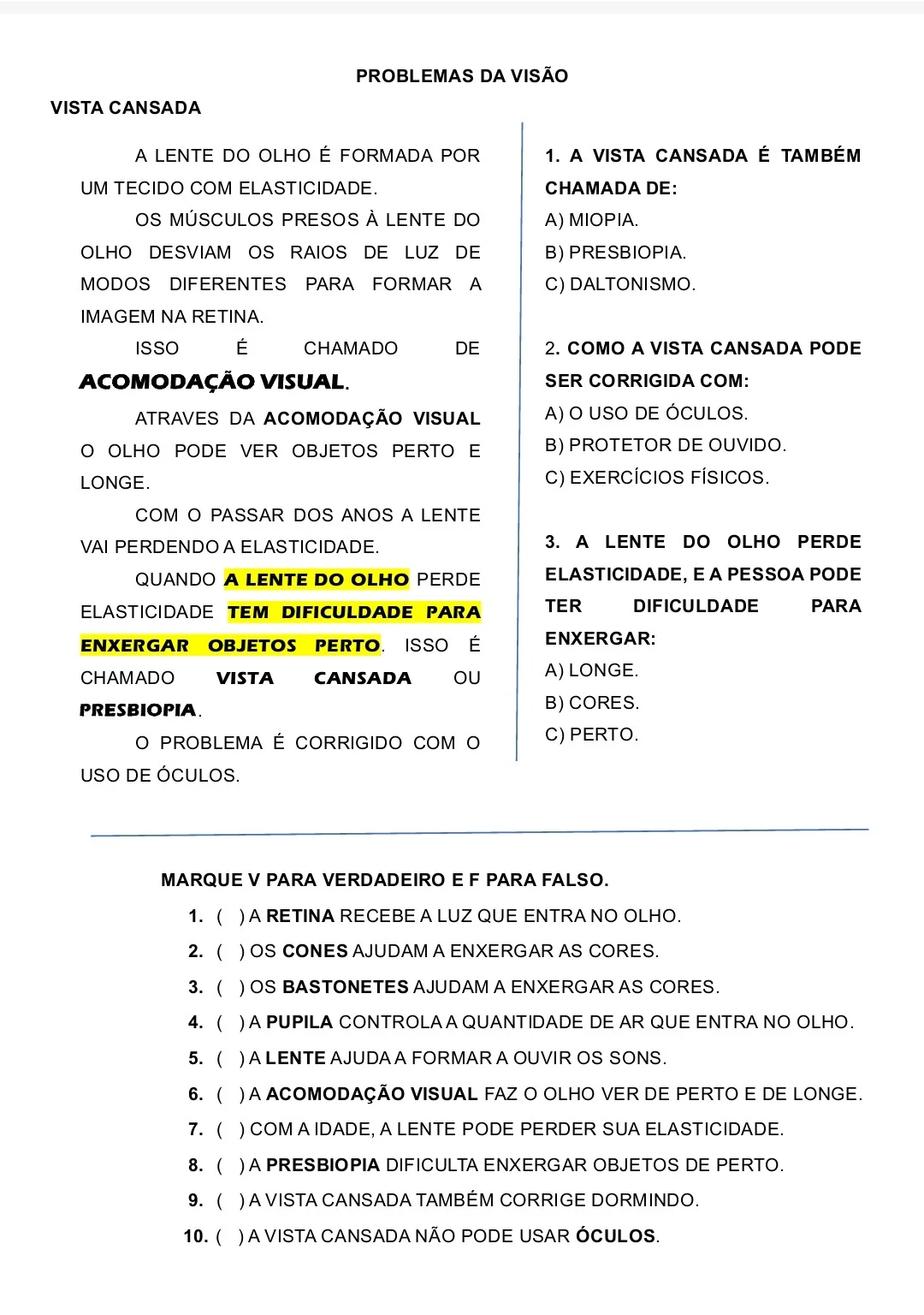 Apostila de Ciências Adaptada: Visão e Ondas Luminosas — amostra 1: As atividades podem contribuir para:
