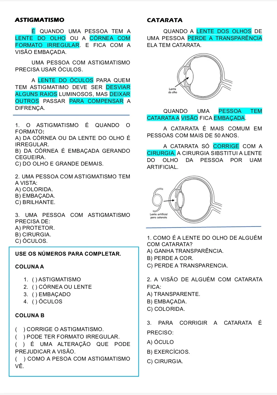 Apostila de Ciências Adaptada: Visão e Ondas Luminosas — amostra 4: Apostila de Ciências sobre Visão e Ondas Luminosas com…